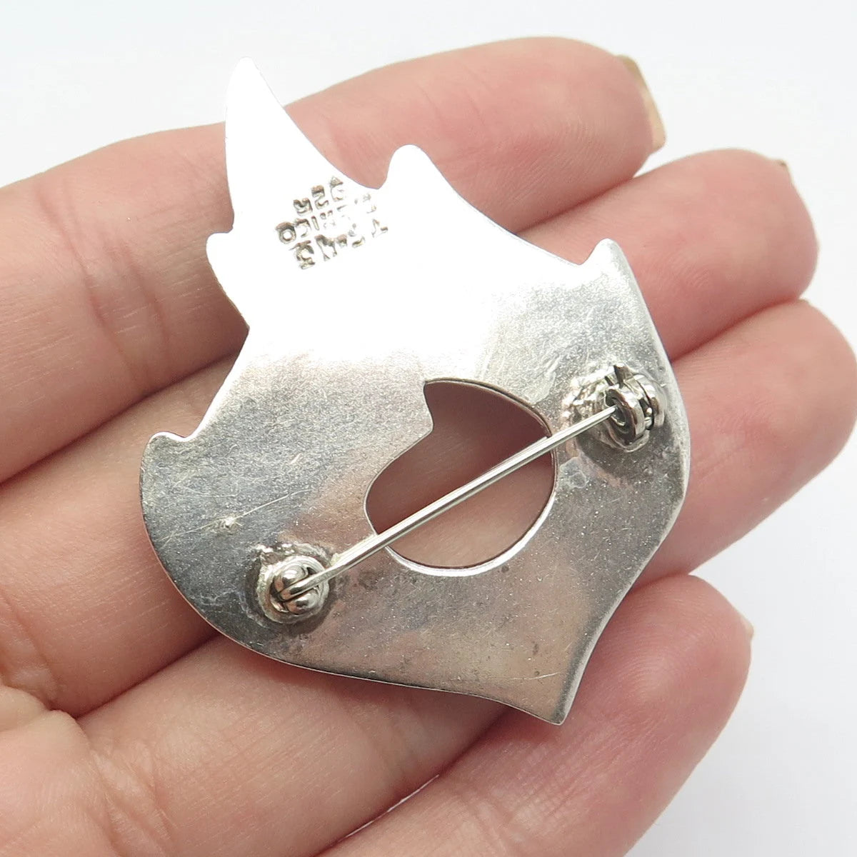 925 Sterling Silver Vintage Mexico Modernist Fire Pin Brooch