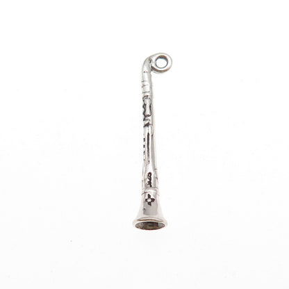 Sunwest 925 Sterling Silver Vintage Clarinet Oxidized 3D Charm Pendant