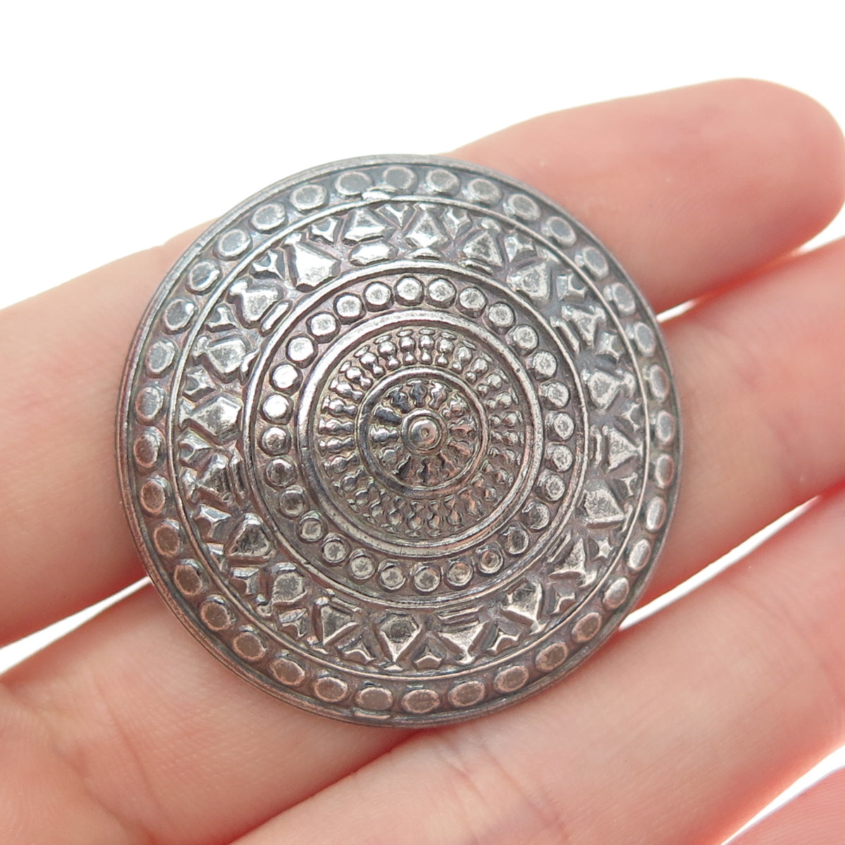 KELT 925 Sterling Silver Vintage Celtic Shield Oxidized Pin Brooch