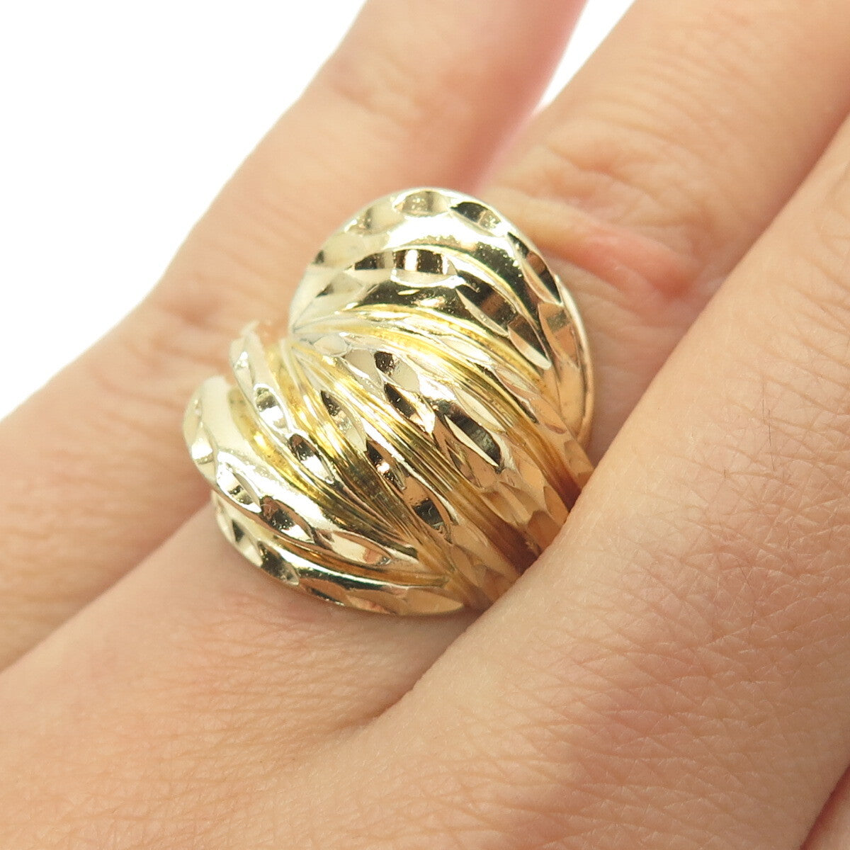 CHAPAL ZENRAY 925 Sterling Silver Gold Plated Twisted Ring Size 6