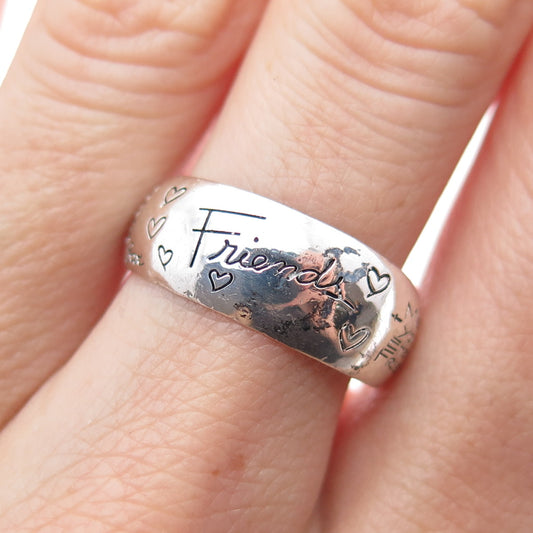 925 Sterling Silver Vintage Best Friends Forever Ring Size 8.75