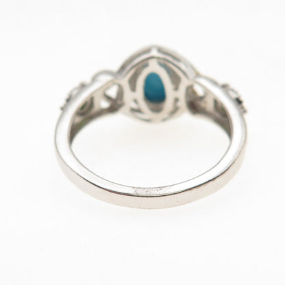 Chuck Clemency 925 Sterling Silver 2-Tone Real Turquoise & Peridot Ring Size 8
