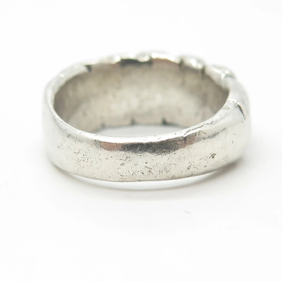 925 Sterling Silver Vintage Ribbed Rope Ring Size 8.5