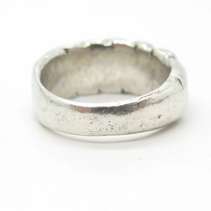 925 Sterling Silver Vintage Ribbed Rope Ring Size 8.5
