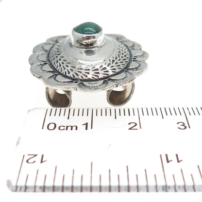 Old Pawn Sterling Silver Vintage Southwestern Malachite Concho Oxidized Bolo Tie