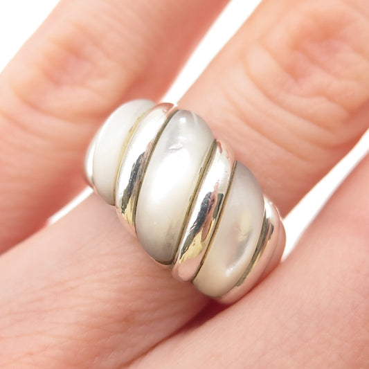 KABANA 925 Sterling Silver Vintage Real MOP Modernist Ring Size 5