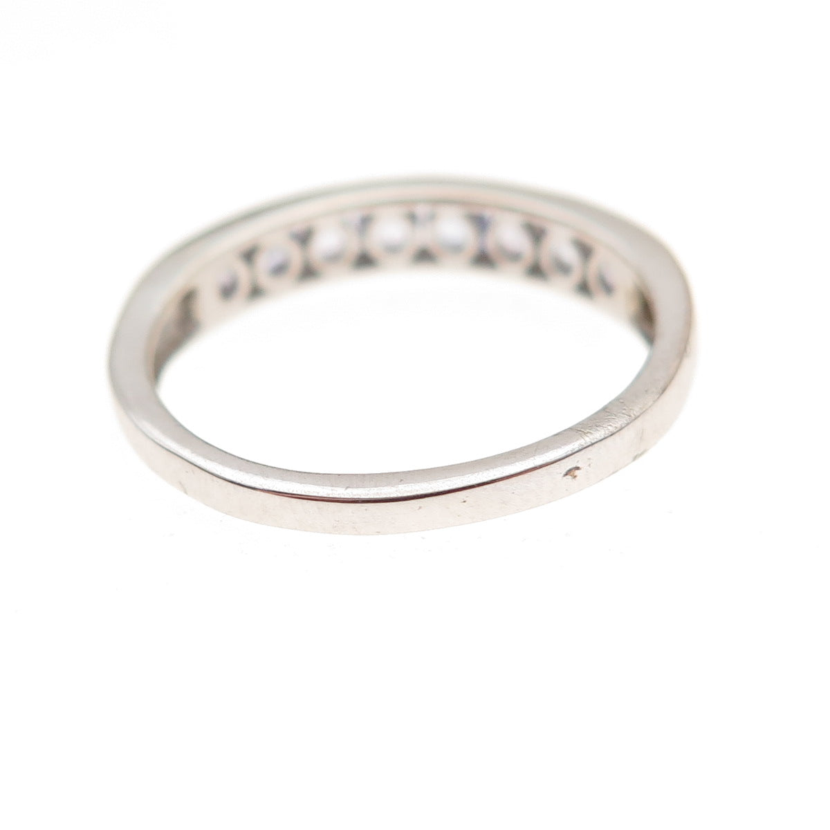 Chuck Clemency 925 Sterling Silver Real Round-Cut Tanzanite Band Ring Size 6.25