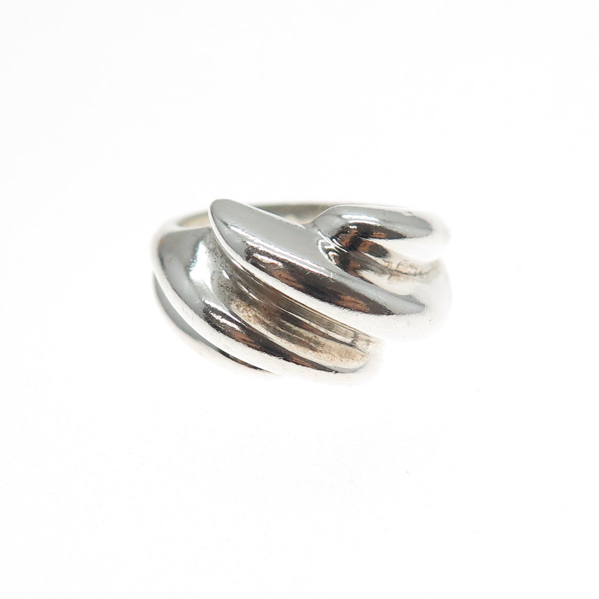 925 Sterling Silver Vintage Modernist Bypass Ring Size 6