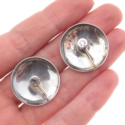 Old Pawn Sterling Silver Vintage Southwestern Native Symbol Screw Back Earrings
