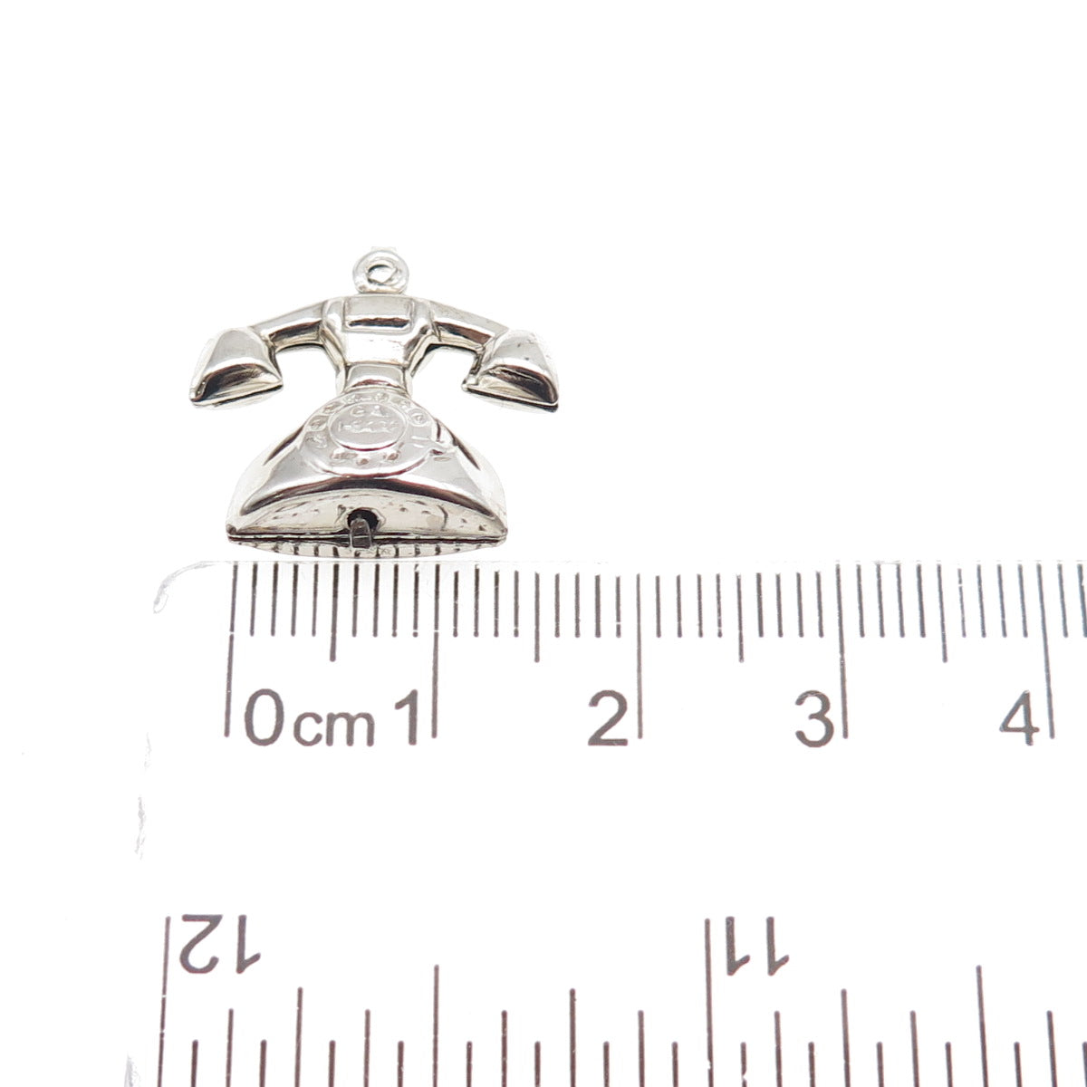 925 Sterling Silver Vintage Retro Rotary Phone Mini 3D Charm Pendant