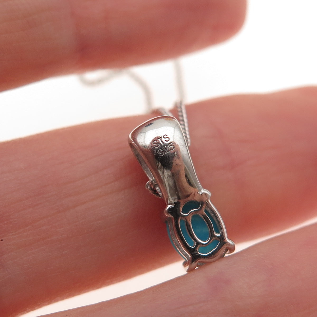 Chuck Clemency 925 Sterling Silver Real Turquoise & Black Spinel Necklace 20"