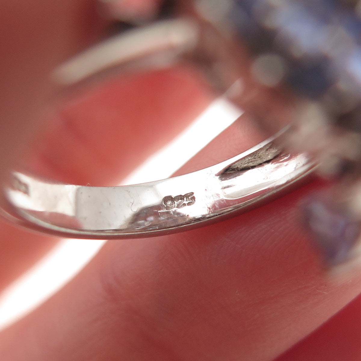 Chuck Clemency 925 Sterling Silver Real Tanzanite & White Topaz Ring Size 8.25