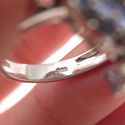 Chuck Clemency 925 Sterling Silver Real Tanzanite & White Topaz Ring Size 8.25
