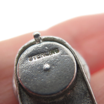 925 Sterling Silver Antique Enamel Casino Roulette Wheel Mini Charm Pendant