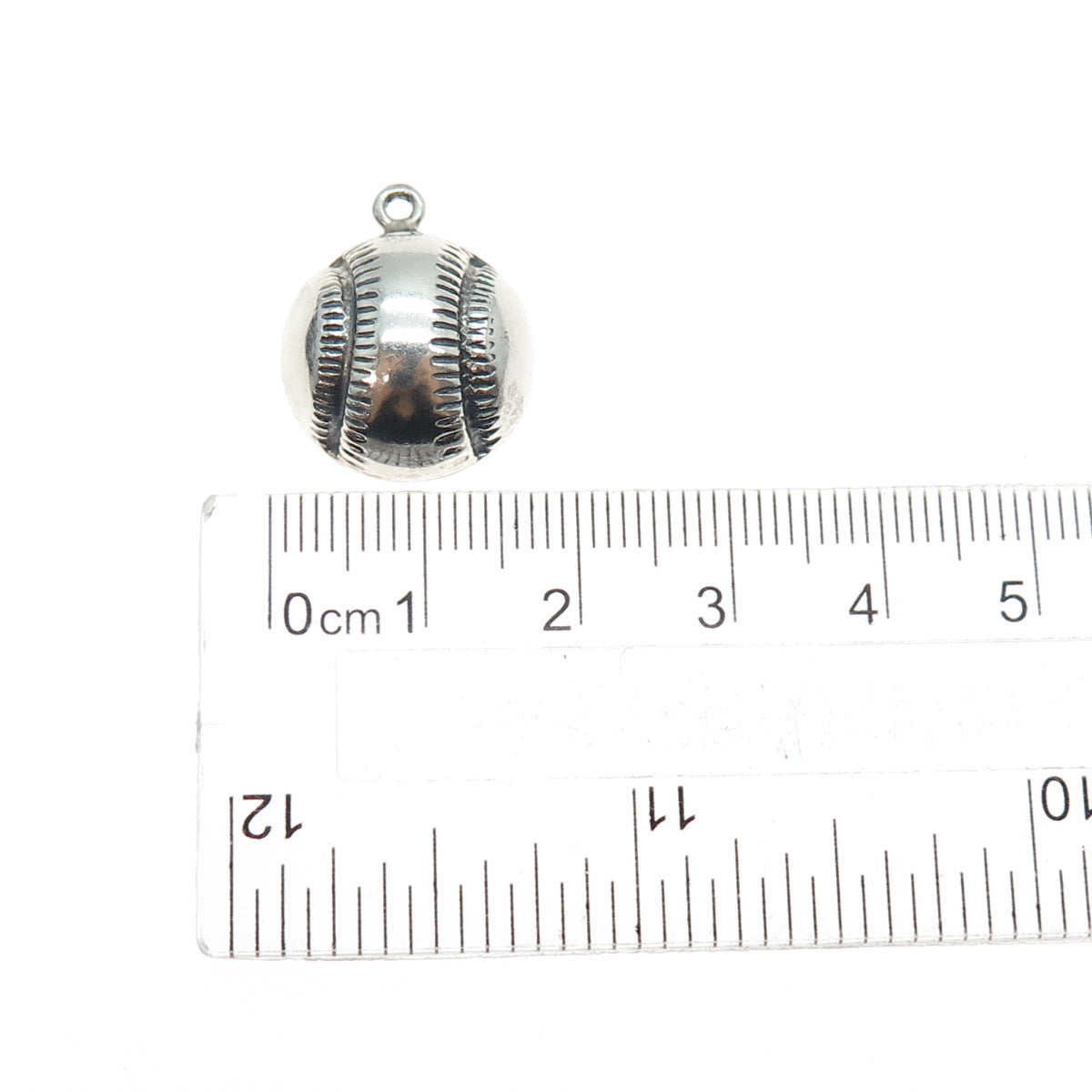 925 Sterling Silver Vintage Baseball Oxidized Mini Charm Pendant