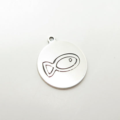 925 Sterling Silver USA Two In Town Fish Charm Pendant
