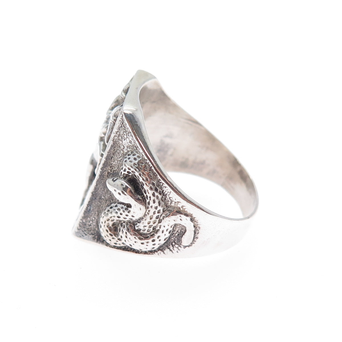 BELL TRADING POST 925 Sterling Silver Vintage Cowboy & Snake Ring Size 9.25