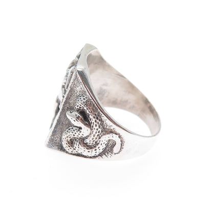 BELL TRADING POST 925 Sterling Silver Vintage Cowboy & Snake Ring Size 9.25