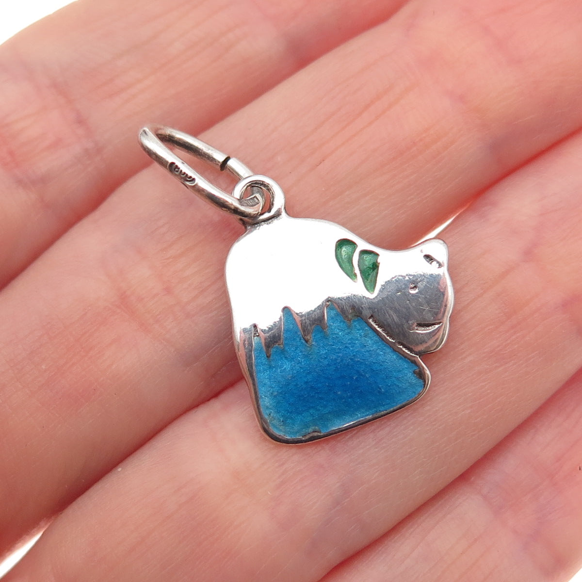 800 Silver Vintage Enamel Dog Mini Charm Pendant