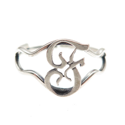 BEAU 925 Sterling Silver Vintage Letter F Initial Adjustable Ring Size 8.5
