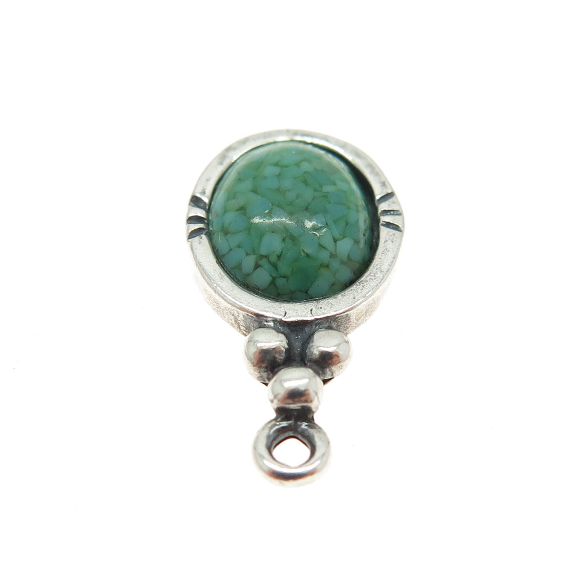 CAROLYN POLLACK Sterling Silver Vintage Real Turquoise Inlay Minimalist Pendant