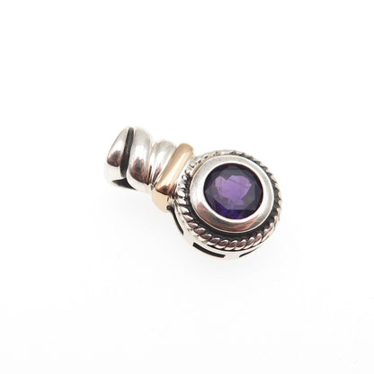 Ross Simons 925 Sterling Silver 14K Gold Real Amethyst Mini Charm Pendant