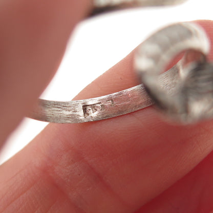 925 Sterling Silver Vintage Real Garnet Snake Oxidized Adjustable Ring Size 9