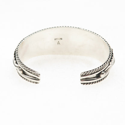 Annie Chapo Navajo Old Pawn 925 Sterling Vintage Floral Adjustable Bracelet 6"