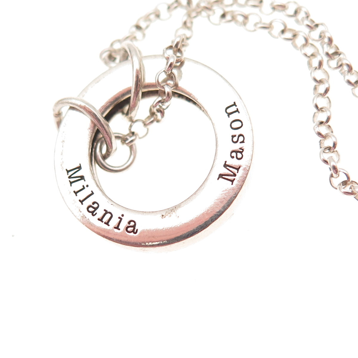 Talisa Sterling Silver Vintage Milania Mason Helena Circle Name Necklace 20-22"