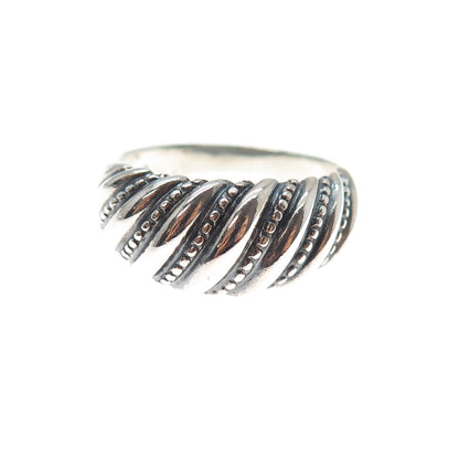 925 Sterling Silver Vintage Granulated Oxidized Dome Ring Size 9.25