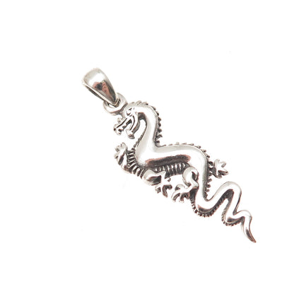 925 Sterling Silver Vintage Royal Dragon Oxidized Charm Pendant
