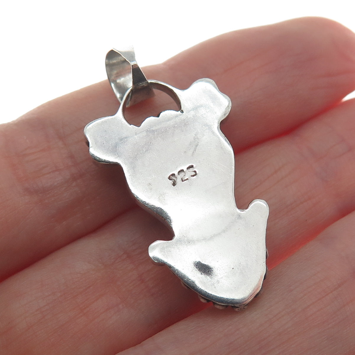 925 Sterling Silver Vintage Real Moonstone & Black Spinel Beaded Pendant