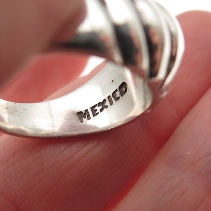 925 Sterling Silver Vintage Mexico Modernist Oxidized Ring Size 6.75