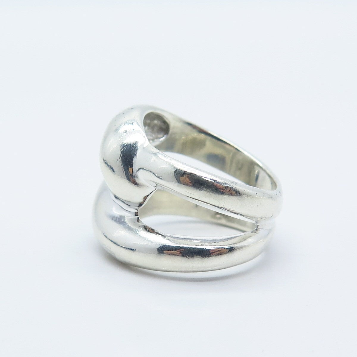 925 Sterling Silver Vintage Wide Crossover Ring Size 6