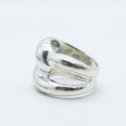 925 Sterling Silver Vintage Wide Crossover Ring Size 6