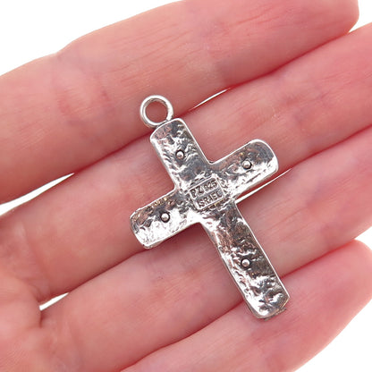 Or Paz PZ 925 Sterling Silver Vintage Israel Cross Oxidized Charm Pendant