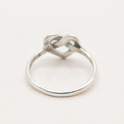925 Sterling Silver Vintage Heart Knot Ring Size 8