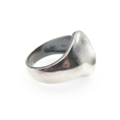 925 Sterling Silver Vintage Modernist Wavy Oxidized Ring Size 7