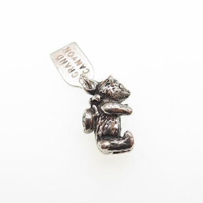 Old Pawn 925 Sterling Silver Vintage Turquoise Bear Grand Canyon Mini 3D Pendant