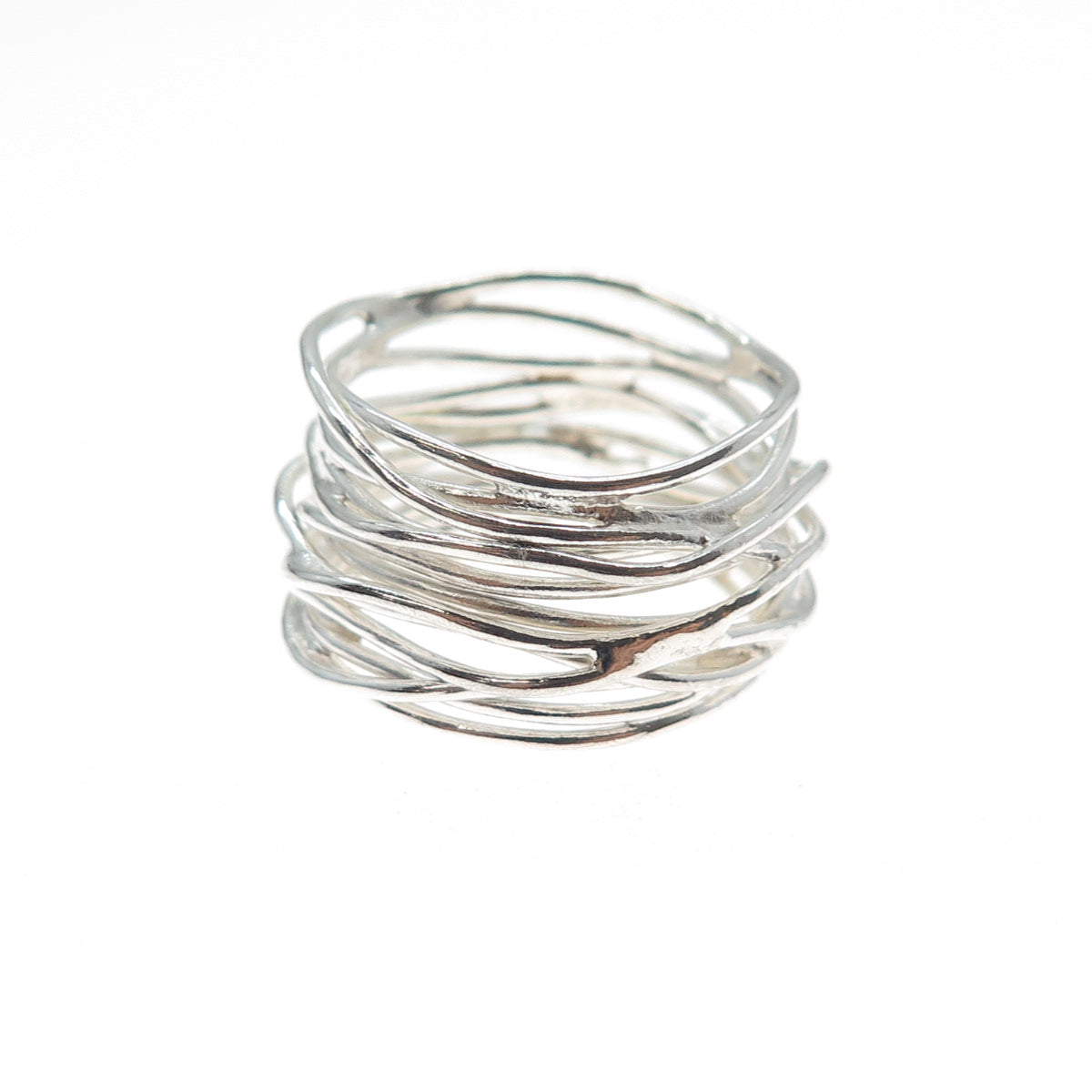 925 Sterling Silver Vintage Modernist Nest Ring Size 5.5