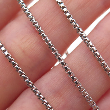 925 Sterling Silver Vintage Italy Round Box Chain Necklace 18"