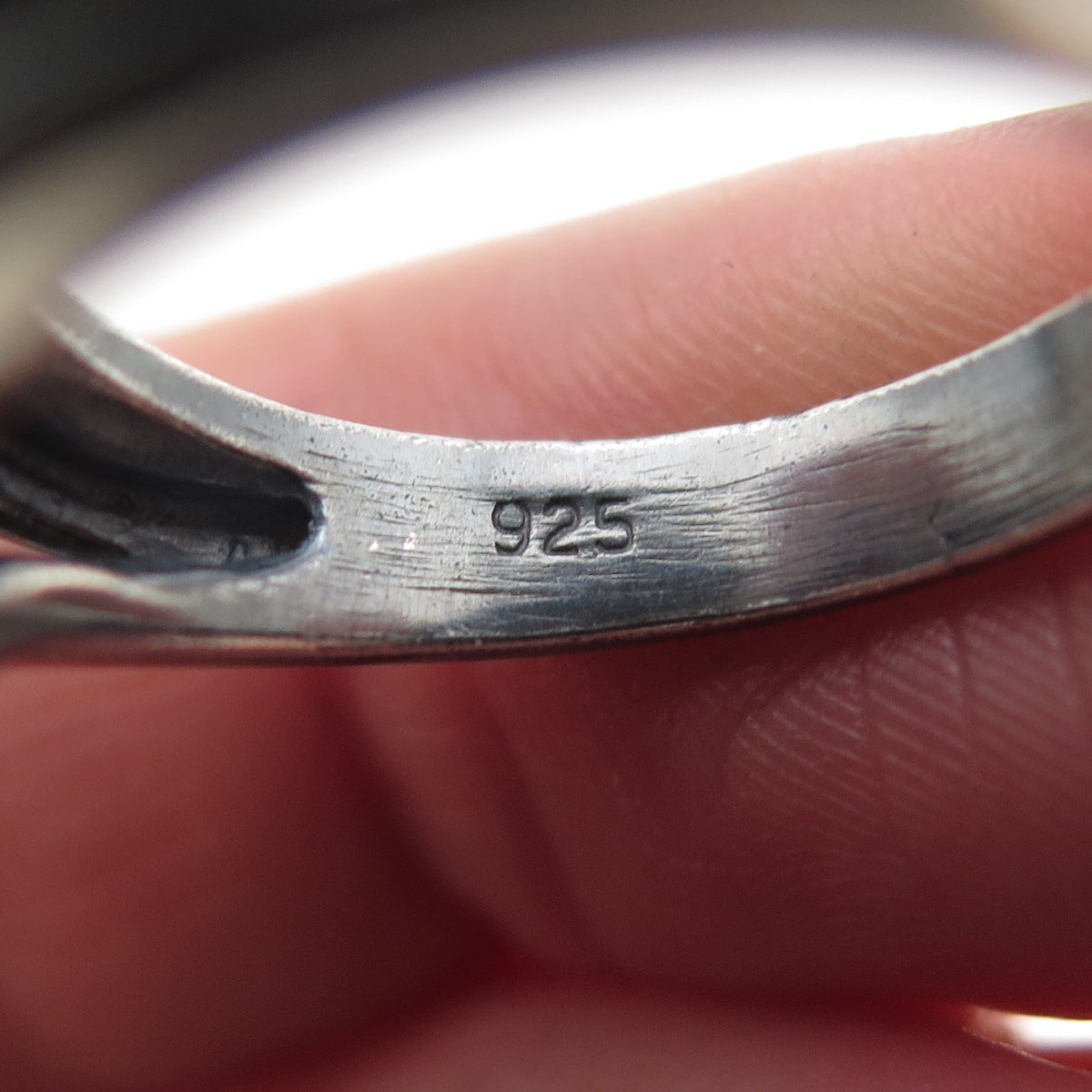925 Sterling Silver Vintage Modernist Interlocked Oxidized Ring Size 6.75