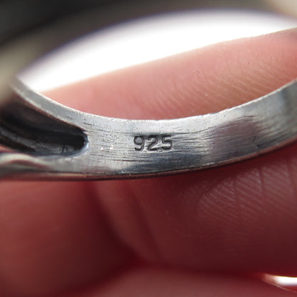 925 Sterling Silver Vintage Modernist Interlocked Oxidized Ring Size 6.75
