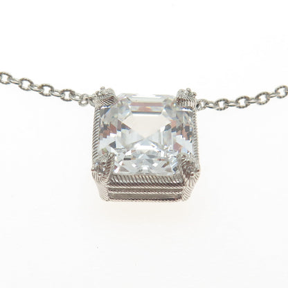 JUDUTH RIPKA 925 Sterling Silver Asscher-Cut C Z Cable Chain Necklace 16"