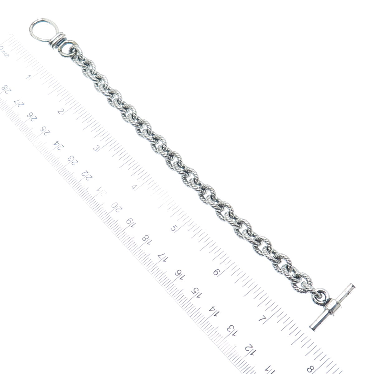 925 Sterling Silver Vintage Oxidized Cable Link Bracelet 6.5"