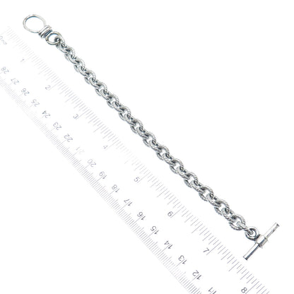 925 Sterling Silver Vintage Oxidized Cable Link Bracelet 6.5"