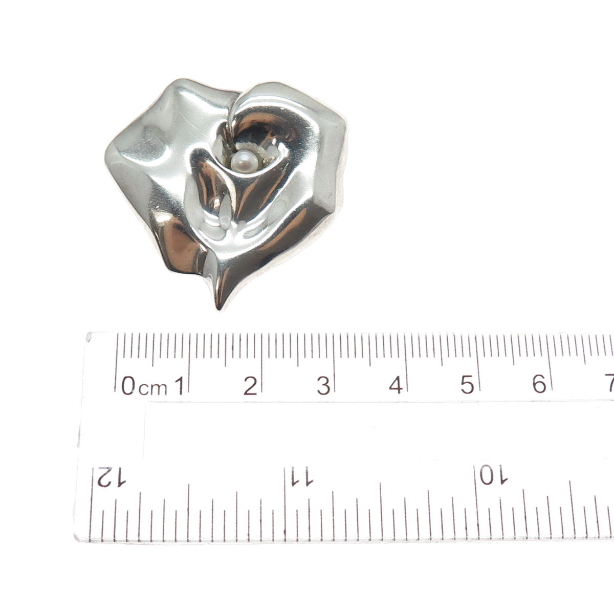 MFA Museum of Fine Arts 925 Sterling Silver Vintage Real Pearl Modernist Brooch