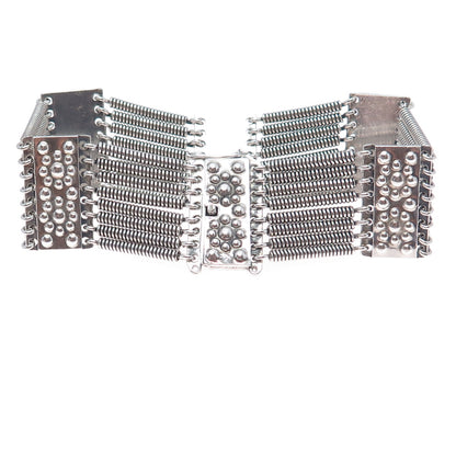 J. BETINS 875 Silver Vintage Latvia Beaded Spring Bar Link Bracelet 7.75"