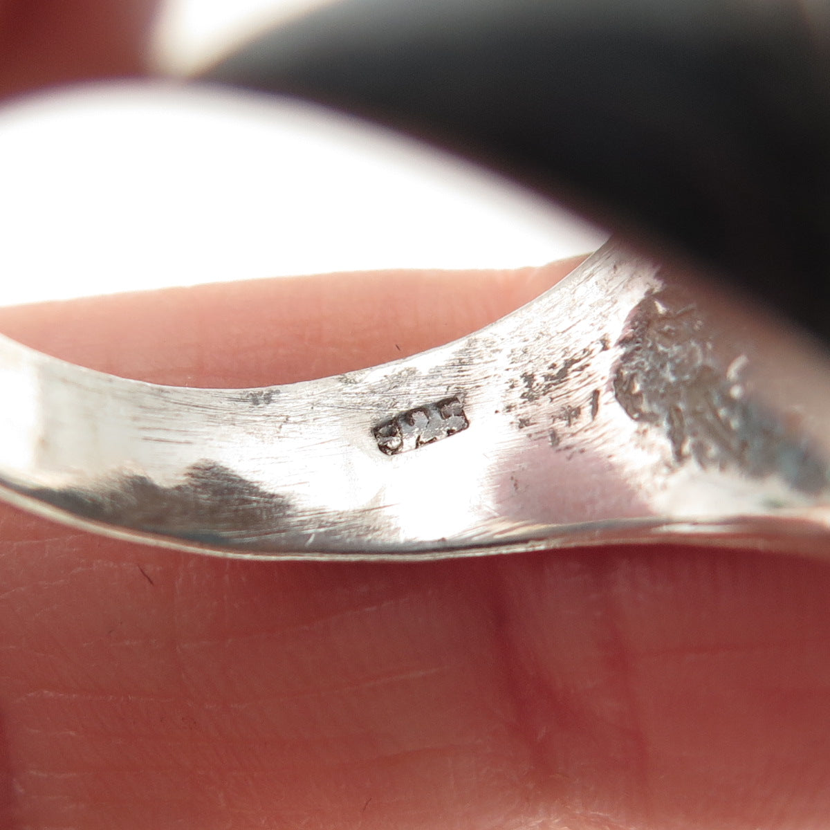 925 Sterling Silver Vintage Real Turquoise Modernist Ring Size 11