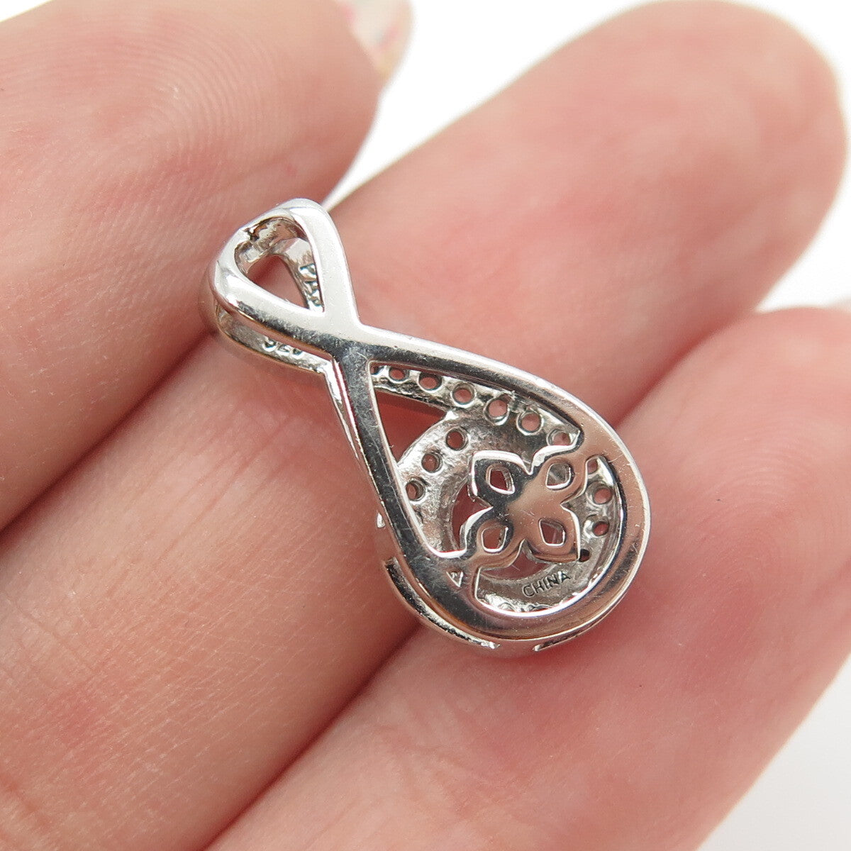 925 Sterling Silver Real White Topaz Gemstone Slide Pendant